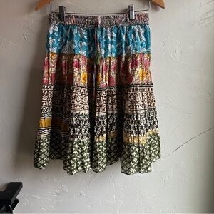 Karma Highway Boho Skirt Tiered Cotton Festival Hippie One Size Drawstring
